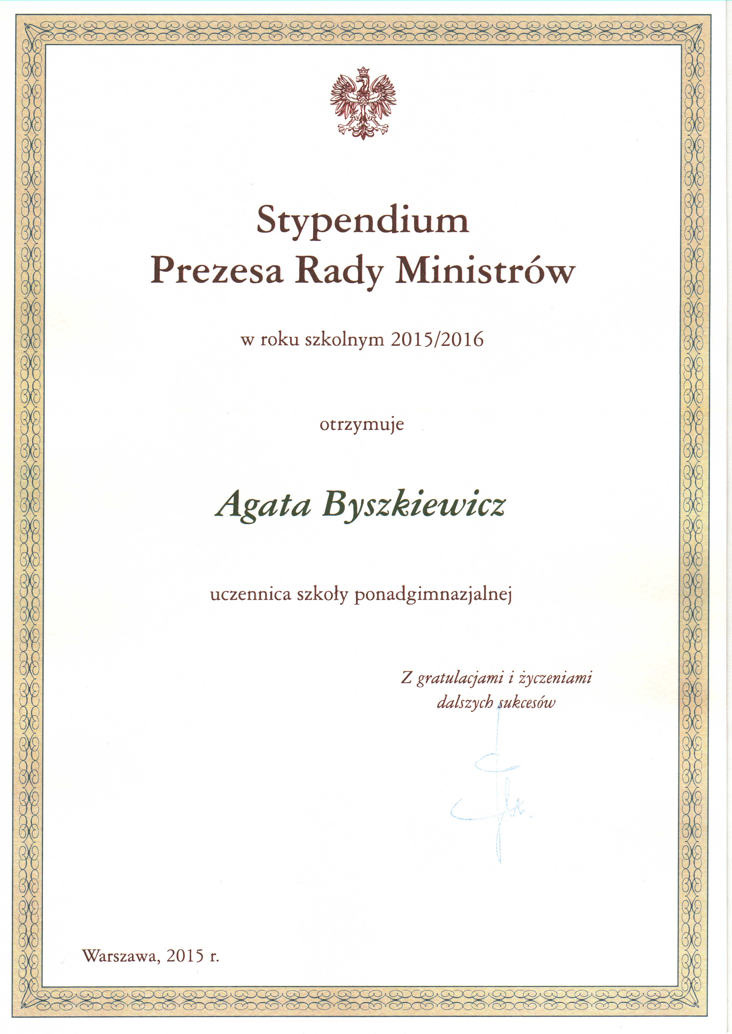 Stypendium Prezesa Rady Ministrów